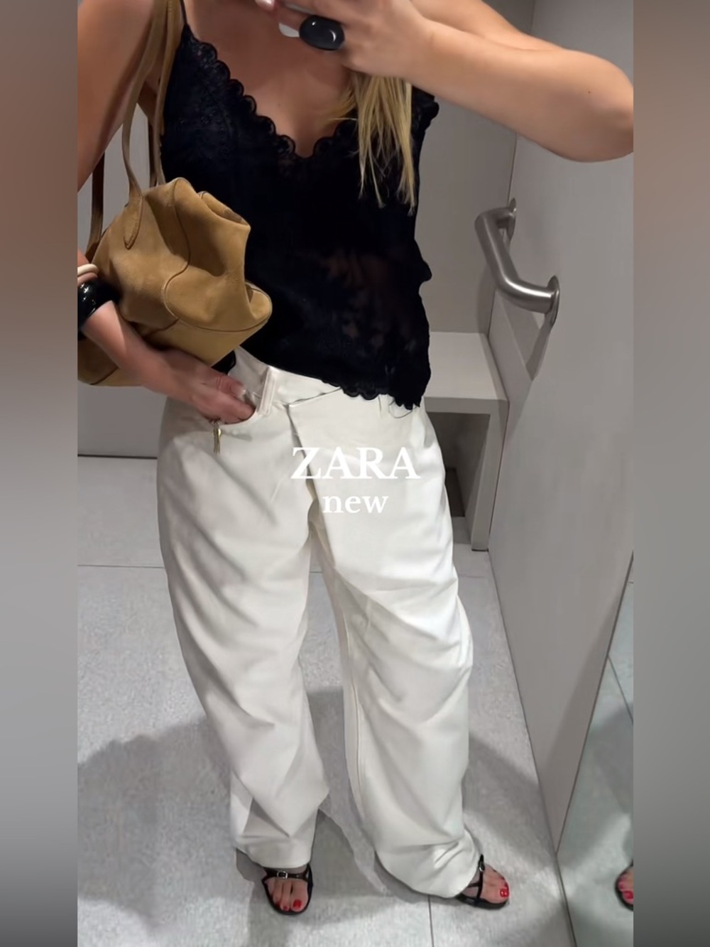 ZARA ZW ASYMMETRIC PLEATED Low Waist Relaxed Leg Loose Fit PANTS JEANS